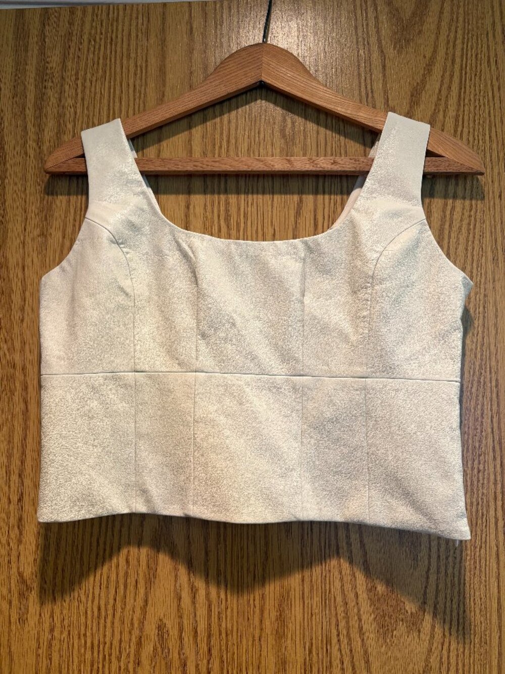 Lulus NWT Ivory Faux Leather Cropped Top XL Wide Strap Vegan Leather